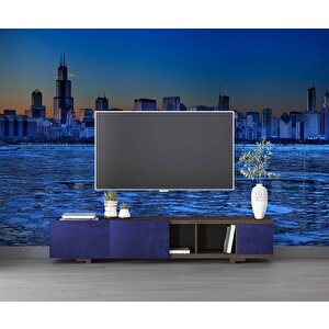 Gece Şehir Manzaralı Duvar Kağıdı - Dkm644013 425x200 cm