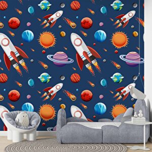Uzay Desenli Duvar Kağıdı Baskı - Dkm0173003 150x200 cm