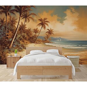 Suluboya Tropikal Deniz Manzaralı Duvar Kağıdı - Dkm986001 100x100 cm