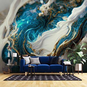 3 Boyutlu Lacivert Yağlıboya Desenli Duvar Kağıdı - Dkm991100 500x300 cm