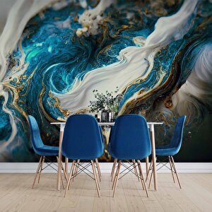 3 Boyutlu Lacivert Yağlıboya Desenli Duvar Kağıdı - Dkm991100