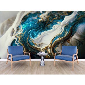 3 Boyutlu Lacivert Yağlıboya Desenli Duvar Kağıdı - Dkm991021