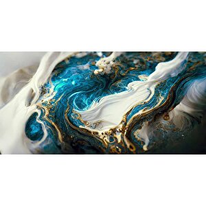 3 Boyutlu Lacivert Yağlıboya Desenli Duvar Kağıdı - Dkm991021