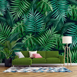 Yeşil Yaprak Desenli Sanatsal Duvar Kağıdı - Dkm459025 200x240 cm