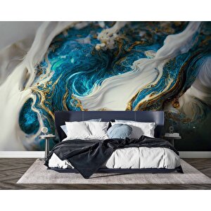 3 Boyutlu Lacivert Yağlıboya Desenli Duvar Kağıdı - Dkm991042 800x240 cm