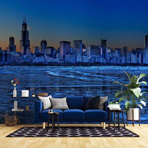 Gece Şehir Manzaralı Duvar Kağıdı - Dkm644120 475x315 cm