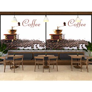 Kahve Makinalı Cafe Duvar Kağıdı Baskı - Dkb277098 450x300 cm