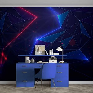 3 Boyutlu Gamer Kırmız Ve Mavi Neon Temalı Duvar Kağıdı - Dkm682094