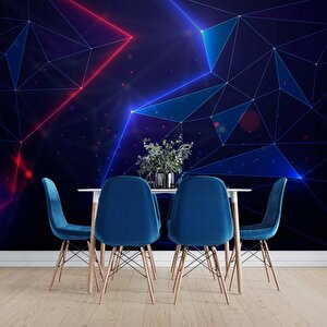 3 Boyutlu Gamer Kırmız Ve Mavi Neon Temalı Duvar Kağıdı - Dkm682094