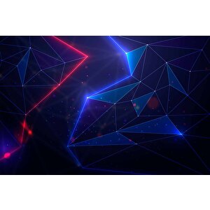 3 Boyutlu Gamer Kırmız Ve Mavi Neon Temalı Duvar Kağıdı - Dkm682094
