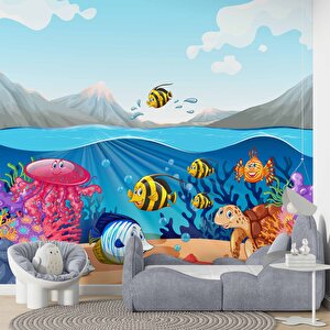 Deniz Altı Balık Duvar Kağıdı Baskı - Dkm356077 450x280 cm