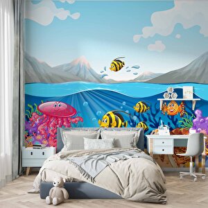 Deniz Altı Balık Duvar Kağıdı Baskı - Dkm356099