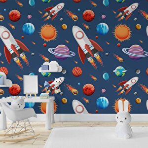 Uzay Desenli Duvar Kağıdı Baskı - Dkm0173052 350x260 cm