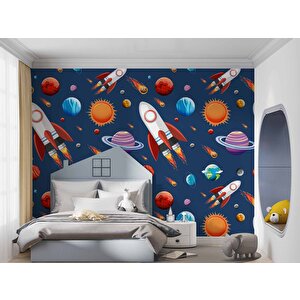 Uzay Desenli Duvar Kağıdı Baskı - Dkm0173052 350x260 cm