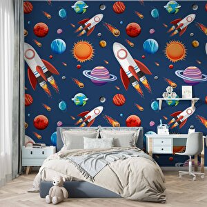 Uzay Desenli Duvar Kağıdı Baskı - Dkm0173052