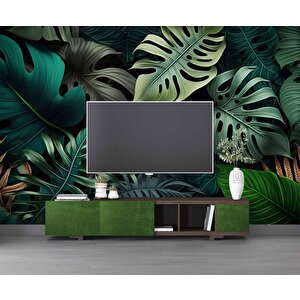 Botanik Yaprak Desenli Duvar Kağıdı Baskı - Dkm538016 500x200 cm
