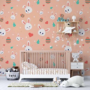 Tavşan Desenli Çocuk Odası Duvar Kağıdı Baskı - Dkm178082 600x280 cm
