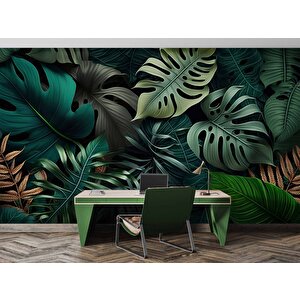 Botanik Yaprak Desenli Duvar Kağıdı Baskı - Dkm538012