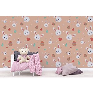 Tavşan Desenli Çocuk Odası Duvar Kağıdı Baskı - Dkm178021