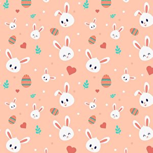 Tavşan Desenli Çocuk Odası Duvar Kağıdı Baskı - Dkm178051