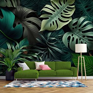 Botanik Yaprak Desenli Duvar Kağıdı Baskı - Dkm538098 450x300 cm