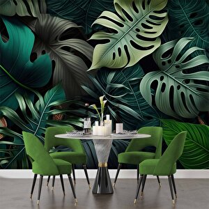 Botanik Yaprak Desenli Duvar Kağıdı Baskı - Dkm538098