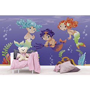 Su Altı Minik Yüzücüler Çocuk Duvar Duvar Kağıdı Baskı - Dkm383042