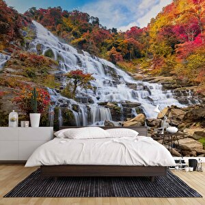 Şelale Doğa Ve Dağ Temalı Duvar Kağıdı - Dkm586016 500x200 cm