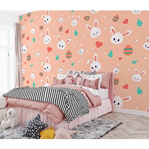 Tavşan Desenli Çocuk Odası Duvar Kağıdı Baskı - Dkm178014 450x200 cm