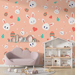 Tavşan Desenli Çocuk Odası Duvar Kağıdı Baskı - Dkm178104 700x300 cm
