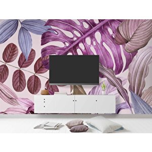Soft Pembe Yaprak Temalı Duvar Kağıdı - Dkm474003 150x200 cm