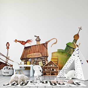 Kasaba Çocuk Duvar Duvar Kağıdı Baskı - Dkm384020 700x200 cm
