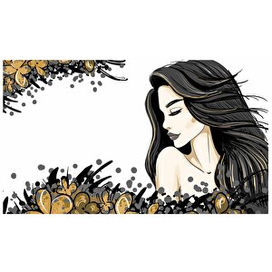 Kadın Desenli Kuaför Duvar Kağıdı Baskı - Dkm127052