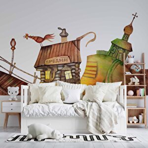 Kasaba Çocuk Duvar Duvar Kağıdı Baskı - Dkm384041 700x240 cm