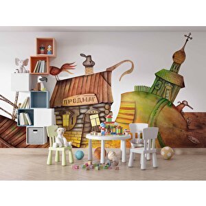 Kasaba Çocuk Duvar Duvar Kağıdı Baskı - Dkm384041