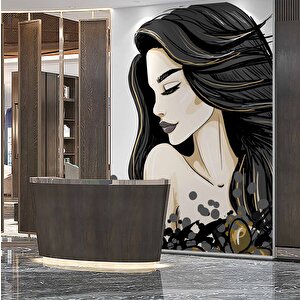 Kadın Desenli Kuaför Duvar Kağıdı Baskı - Dkm127029 300x240 cm