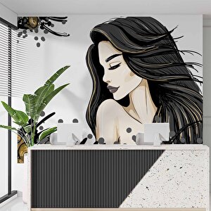 Kadın Desenli Kuaför Duvar Kağıdı Baskı - Dkm127118 425x315 cm