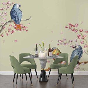 Papağan Ve Ağaç Dalı Temalı Duvar Kağıdı - Dkm470018