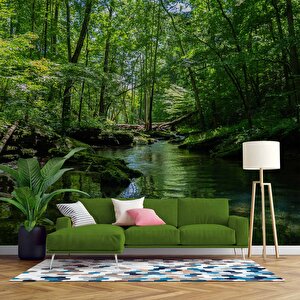 Nehir Manzaralı Duvar Kağıdı Baskı - Dkm227043 900x240 cm