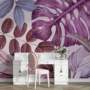 Soft Pembe Yaprak Temalı Duvar Kağıdı - Dkm474063