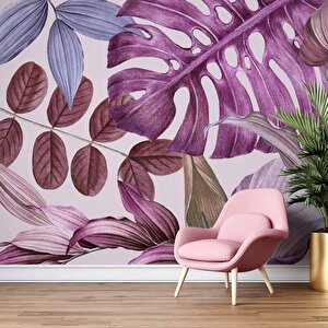 Soft Pembe Yaprak Temalı Duvar Kağıdı - Dkm474045