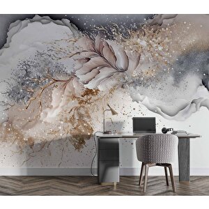 3 Boyutlu Gri Pembe Boyama Desenli Duvar Kağıdı - Dkm812107