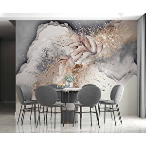 3 Boyutlu Gri Pembe Boyama Desenli Duvar Kağıdı - Dkm812107