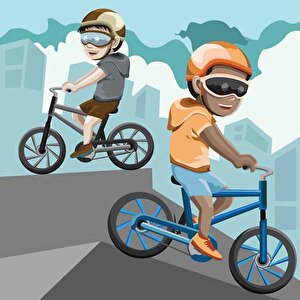 Bisikletli Çocuk, Çocuk Odası Duvar Kağıdı Baskı - Dkm433049