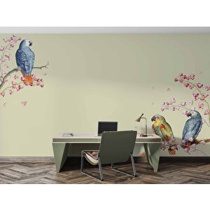 Papağan Ve Ağaç Dalı Temalı Duvar Kağıdı - Dkm470056