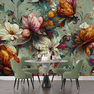 Soft Çiçek Çizimi Desenli Duvar Kağıdı - Dkm480097