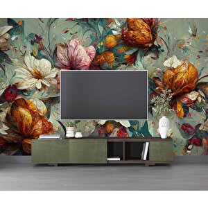 Soft Çiçek Çizimi Desenli Duvar Kağıdı - Dkm480123 550x315 cm