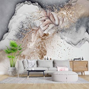 3 Boyutlu Gri Pembe Boyama Desenli Duvar Kağıdı - Dkm812034 425x240 cm