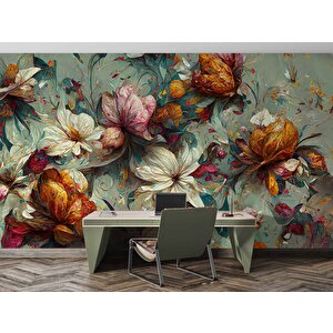 Soft Çiçek Çizimi Desenli Duvar Kağıdı - Dkm480116