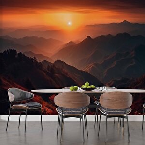 Dağda Günbatımı Manzaralı Duvar Kağıdı Baskı - Dkm242055